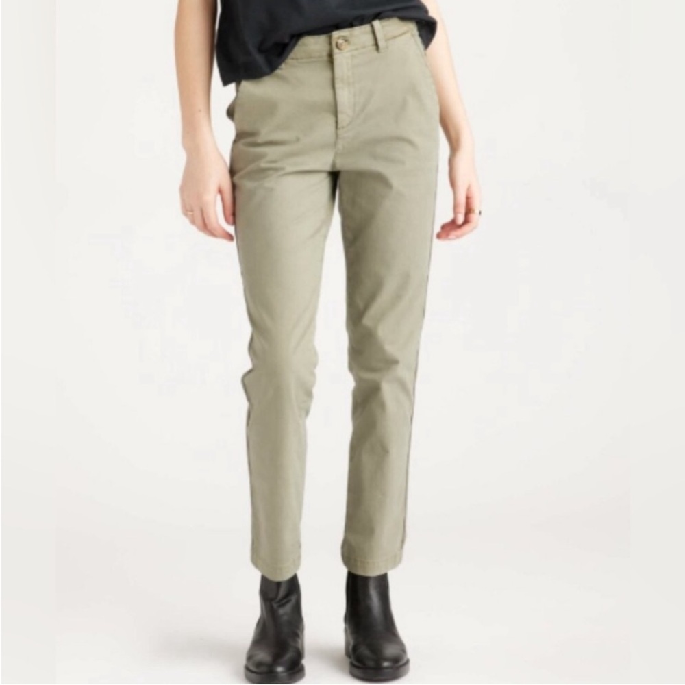 Quince Stretch Cotton Twill Girlfriend Olive Chino Pants 30